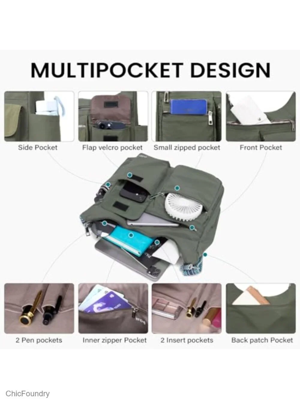 Anti Theft Crossbody Bag for Women Travel Water Resistant Oxford Nylon